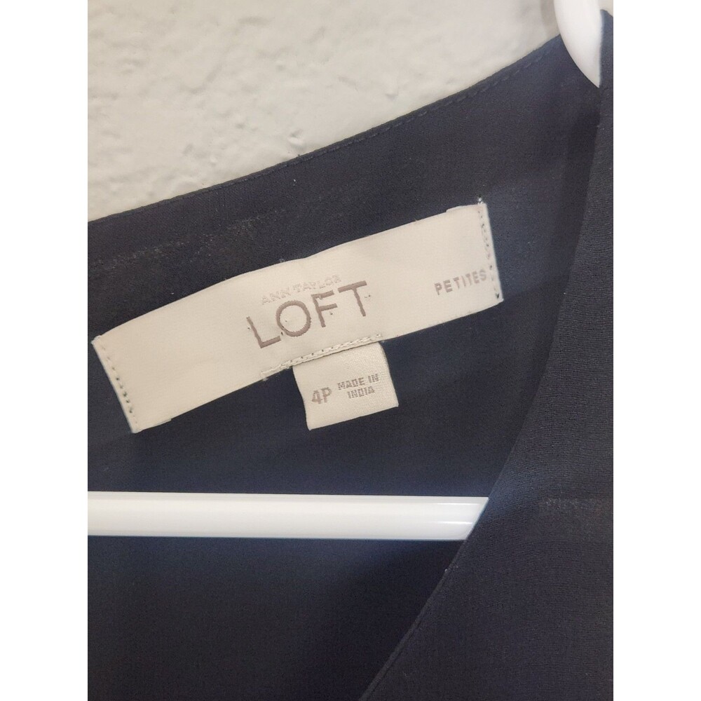 Ann Taylor LOFT Dress Womens 4P Black Sleeveless Button Accent Career Midi - Picture 2 of 6